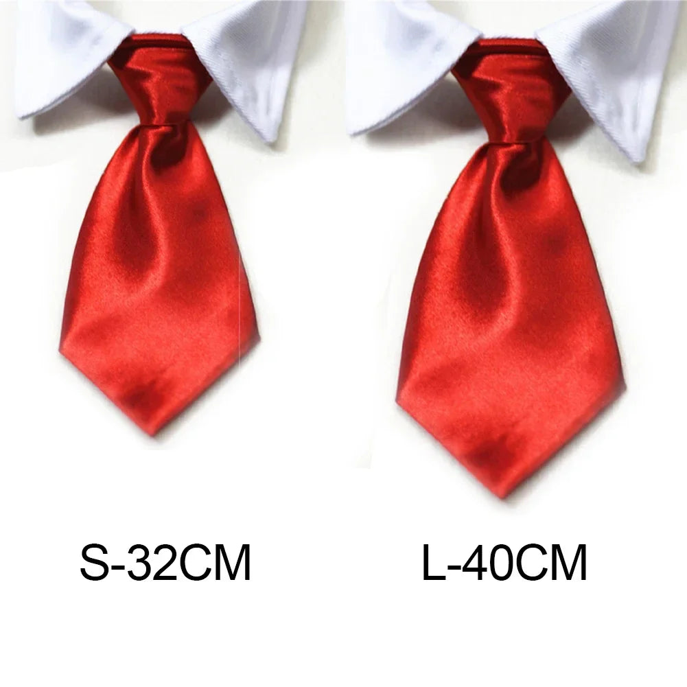 Pet Bow Tie Collar Tuxedo - Formal Necktie for Dogs & Cats, Small & Medium (32cm/12.6in, 40cm/15.75in) - 12 Colors