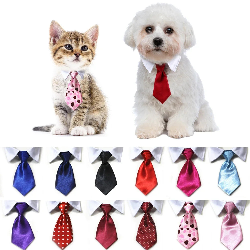 Pet Bow Tie Collar Tuxedo - Formal Necktie for Dogs & Cats, Small & Medium (32cm/12.6in, 40cm/15.75in) - 12 Colors