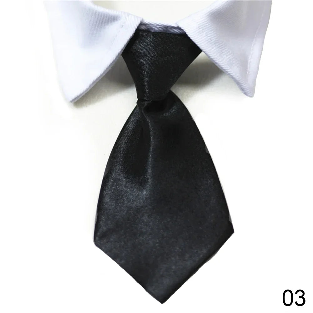 Pet Bow Tie Collar Tuxedo - Formal Necktie for Dogs & Cats, Small & Medium (32cm/12.6in, 40cm/15.75in) - 12 Colors